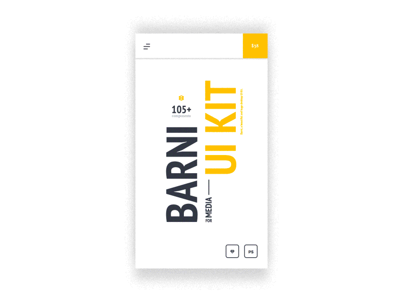 Barniuikit Responsive barni cover landing market mockup premium resources sliders template ui uikit ux