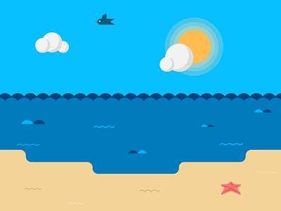 Summer Time! beach bird clouds flat sea summer sun
