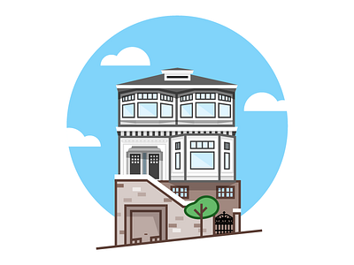 House on a hill home house illustration san francisco sf