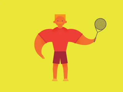 Let's Play. bright character cute fun mustache play tennis