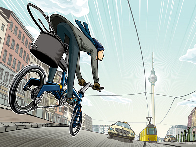 Birdy Berlin bd 1 berlin bicycle bike birdy germany groovy illustration landscape outline panorama riese und müller