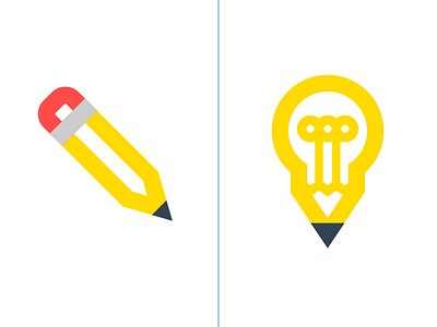 WIP: Refined Design Icon design icon lightbulb monoline pencil vector yellow