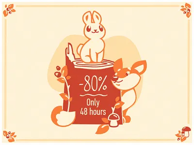 Animal Friends Bundle animals bear birds creative market cute floral fox hedgehog illustration kids rabbit vector