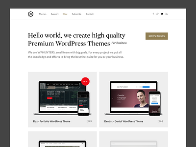 New Version of WPHUNTERS clean cta description featured flat footer menu modern portfolio subscribe title wphunters