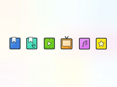 Media Icon Set book ebook icon set icons media music tv video