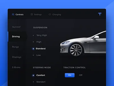 Car Interface - Day 034 #dailyui car car interface dailyui dashboard options panel tesla ui ux