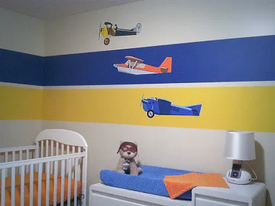 Aviation Bedroom airplane bedroom illustration painting plane vector