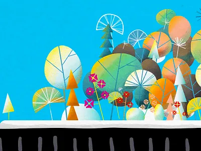 little forest illustration trees