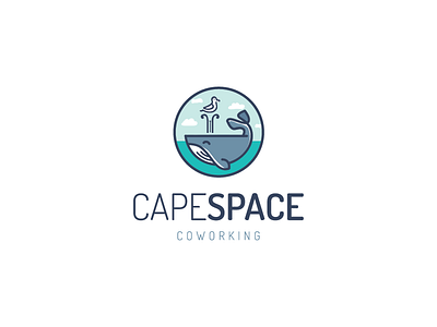 Logo proposal co working logo playful seagull whale