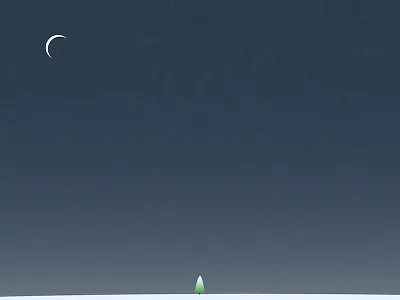 Shot #2380345 christmas christmas tree crescent footprints moon night snow