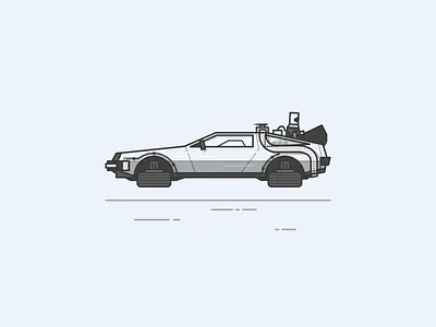 The B back to the future delorean illustration line art