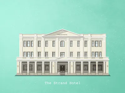 The Strand Hotel architecture asia building colonial heritage hotel illustration line myanmar shadow strand yangon