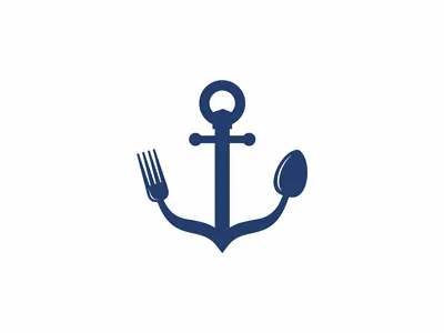 Marine Cafe anchor brand cafe fork identity logo mark restaurant spoon symbol