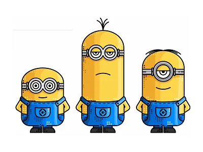 Minions cartoon fun help kids minions simple vector yellow