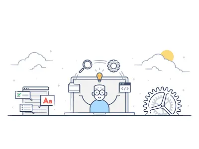 Landing page illustration clean fireart fireart studio flat landing outline proxies vector