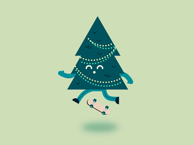 Tree sixty 360 character christmas flip illustration pommes skateboard tree vector