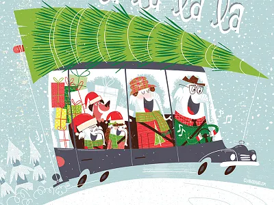 Christmas Elephant Family In Car christmas christmas tree elephant family green holidays humor red silly