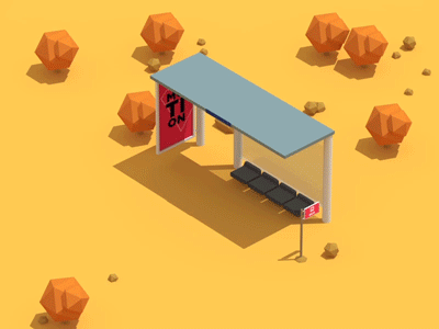 Desert Bus Stop 3d bus c4d desert animation desert c4d desert isometric isometric lowpoly