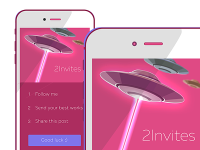 2 Dribbble Invites app design dribbble dribbleinvite invitaion invitaions invite invites iphone mobile shot ufo