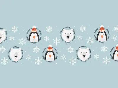 Polar Pattern christmas pattern penguin polarbear snowflakes winter