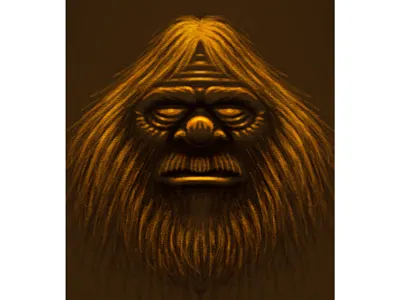 Bigfoot Head Limited Palette Drawing bigfoot creature drawing head limited palette sketch
