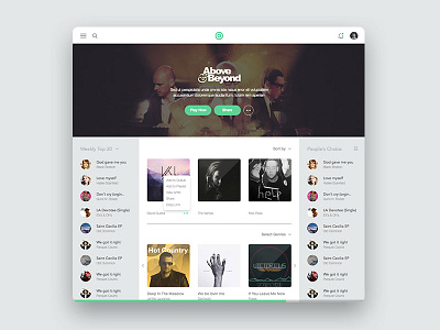 Let the music play - Light artist band design flat icon interface music player spotify ui ux visual