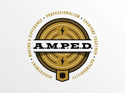 AMPED acronym amp lightning logo speaker