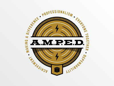 AMPED acronym amp lightning logo speaker