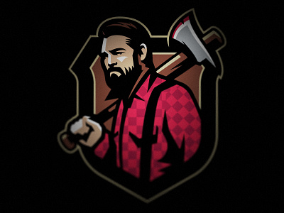 Lumberjack baseball illustration logo lumberjack plaid sports