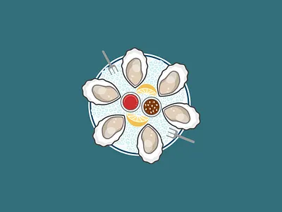 Food Fav: Oyster Platter illustration lemon oysters platter seafood vector