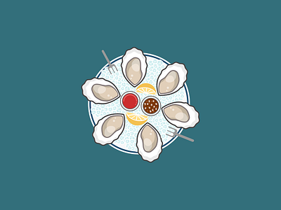 Food Fav: Oyster Platter illustration lemon oysters platter seafood vector