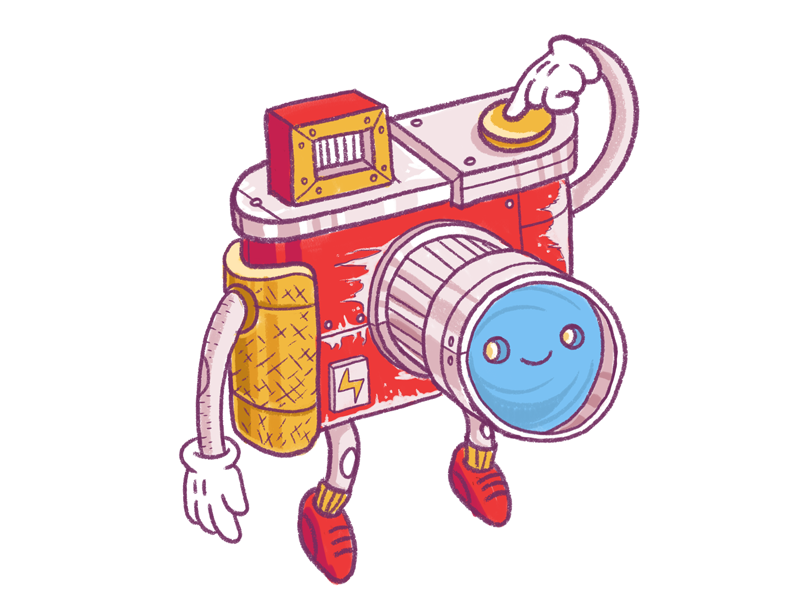 Snappy camera character cute digital painting face fun illustration photoshop