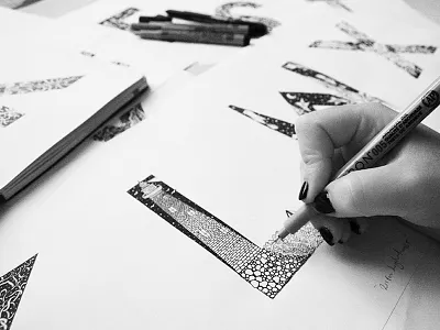 L is for Lighthouse alphabet black and white design form hand drawn illustration letter lighthouse logo pen and ink sea typography