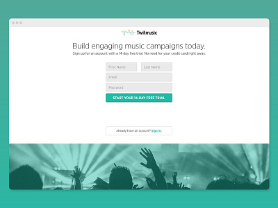 Twitmusic Sign Up v1 ui ux web
