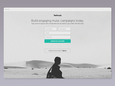 Twitmusic Sign Up v2 ui ux web