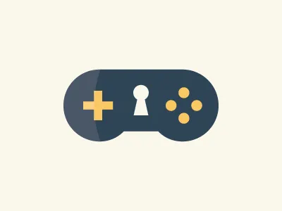 Steamplay controller flat game gamer joystick key keyhole logo logotype mark symbol