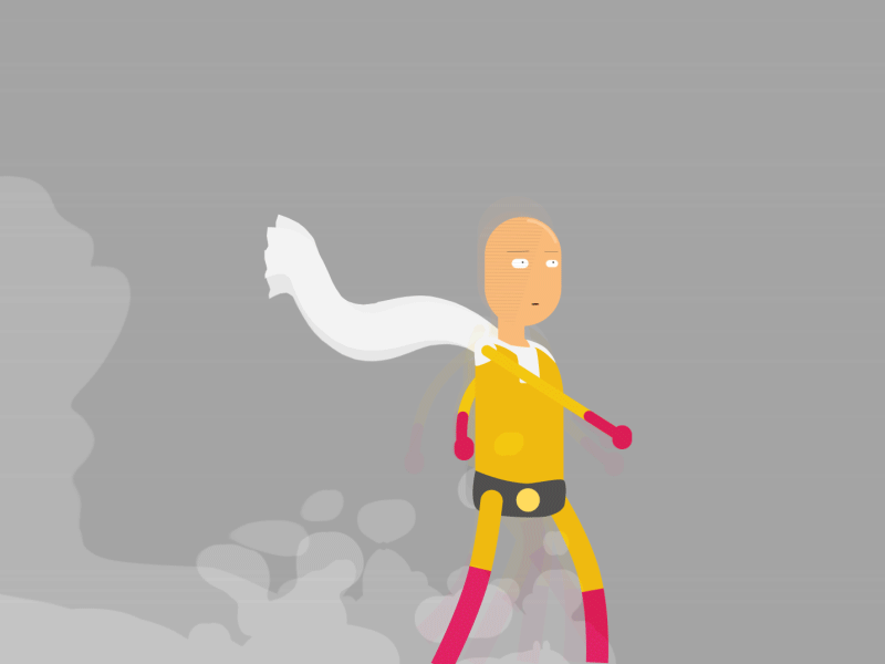 Just walking But at 9000000000 mph 2d animation after efffects anime flat gif manga one punch man power saitama speed walk
