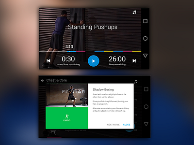 FitStar Personal Trainer android cards fitness material design ui video player