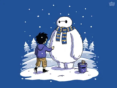Big Snowman big hero holiday illustration snow snowman t shirt