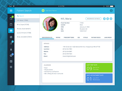 Medical Software iPad App 2 flat interface ipad app medical software ui user ux