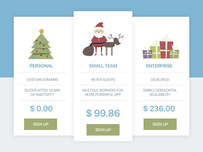 Pricing Table dailyui flat illustration modern pricing sleek table ui ux xmas