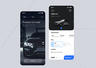 Car Rental Mobile App app bmw booking car car details car service driver interface map mobile modern rent a car rental rental app search transport ui ui design uidesign ux design