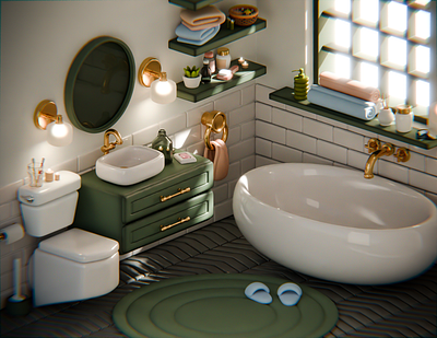 Bathroom in 3D vintage look 3d 3dart blender blender3d cycles design