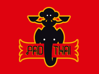 PadThai elephant logo money restaurant thai