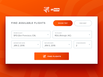 Air Bacon - UI Practice airline airplane bacon contact flight form orange process trip ui ux