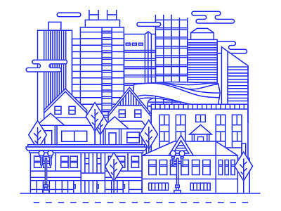 Edmonton abstract blue buildings city downtown edmonton icon lineart minimal monoline skyline trees