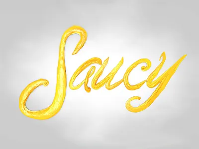 Saucy cinema 4d delicious hot mustard sauce saucy seasoning spice tasty type typography yellow
