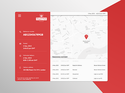 Delivery tracking screen - Royal Mail app delivery royal mail tracking ui web
