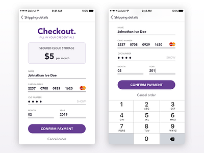 Credit Card Checkout bank cc checkout concept credit card dailyui dairy day2 ios payment