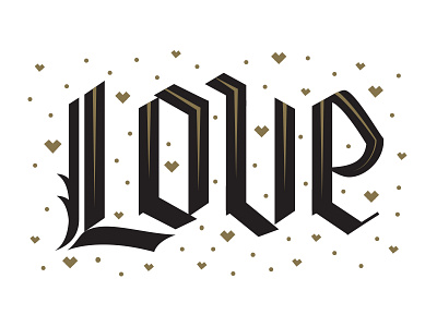 Love gothic heart lettering line love tattoo